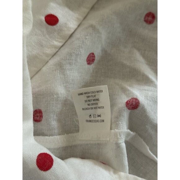 Mi Ami Francesca’s Piper Cold Shoulder Red White Polka Dot Ruffle Top Sz S Linen - Picture 11 of 12